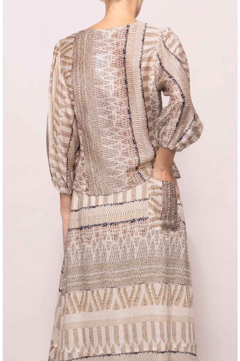 Puff Sleeve Button-Up Shirt, Alternate, color, BLUSH MULTI