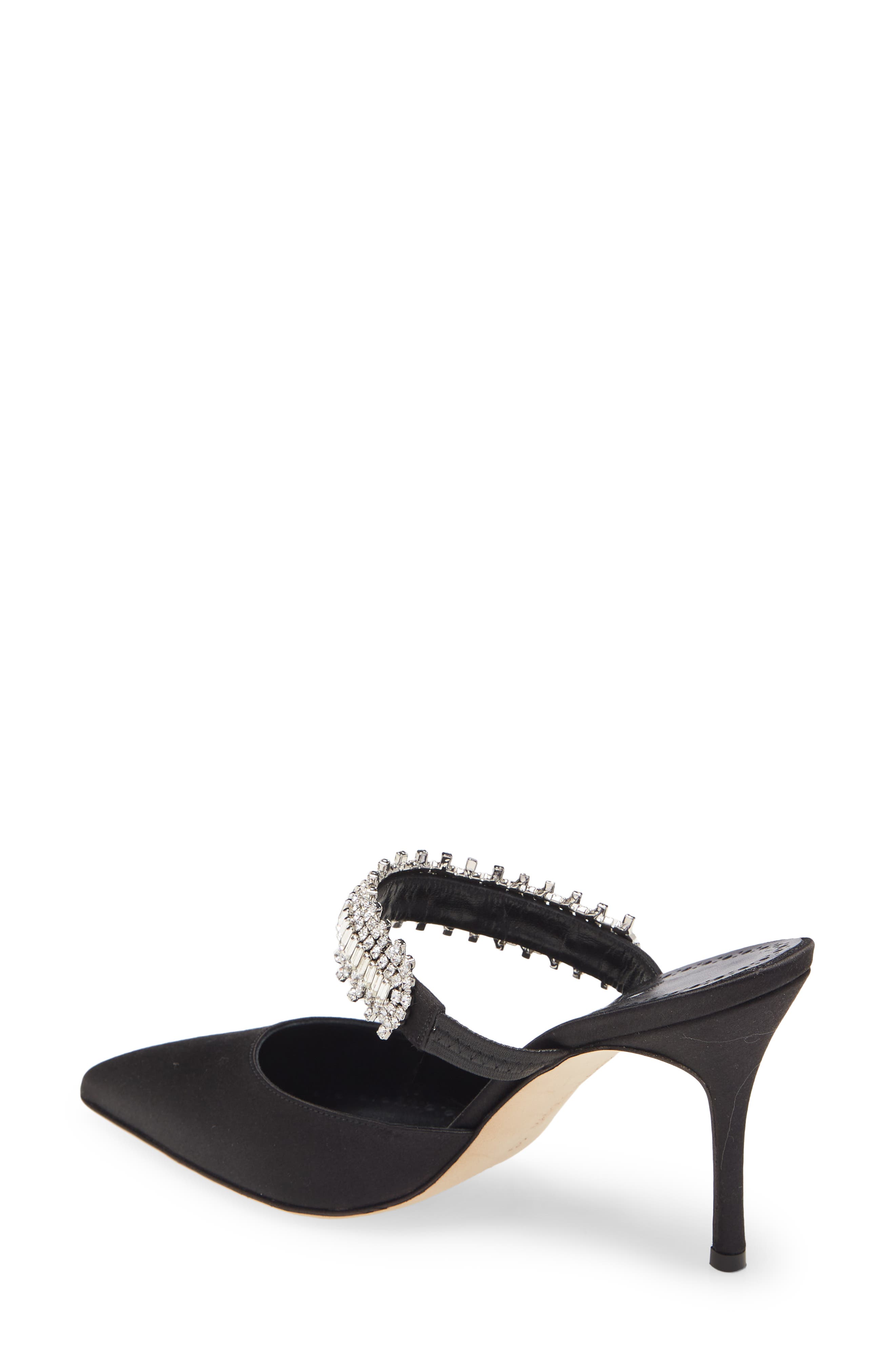 Manolo Blahnik Lutara Crystal Strap Pointed Toe Mule, Alternate, color, 