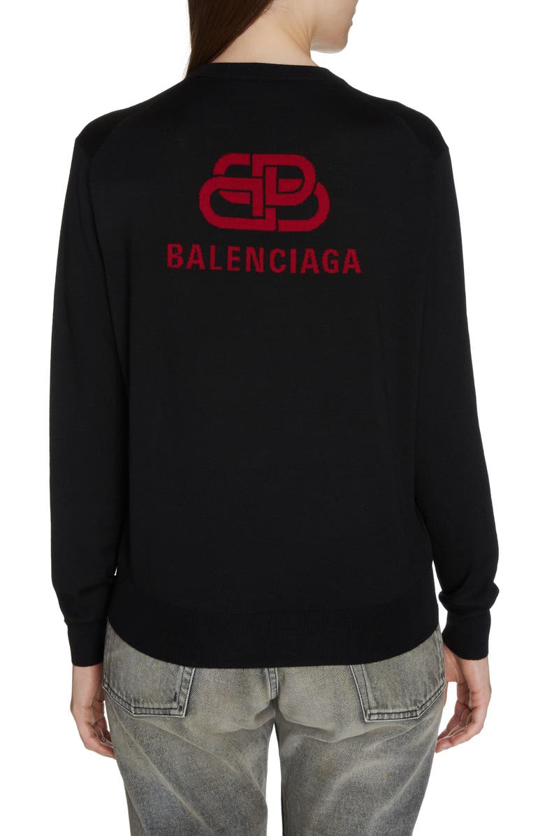 Balenciaga Interlocking BB Logo Wool Sweater, Alternate, color, 