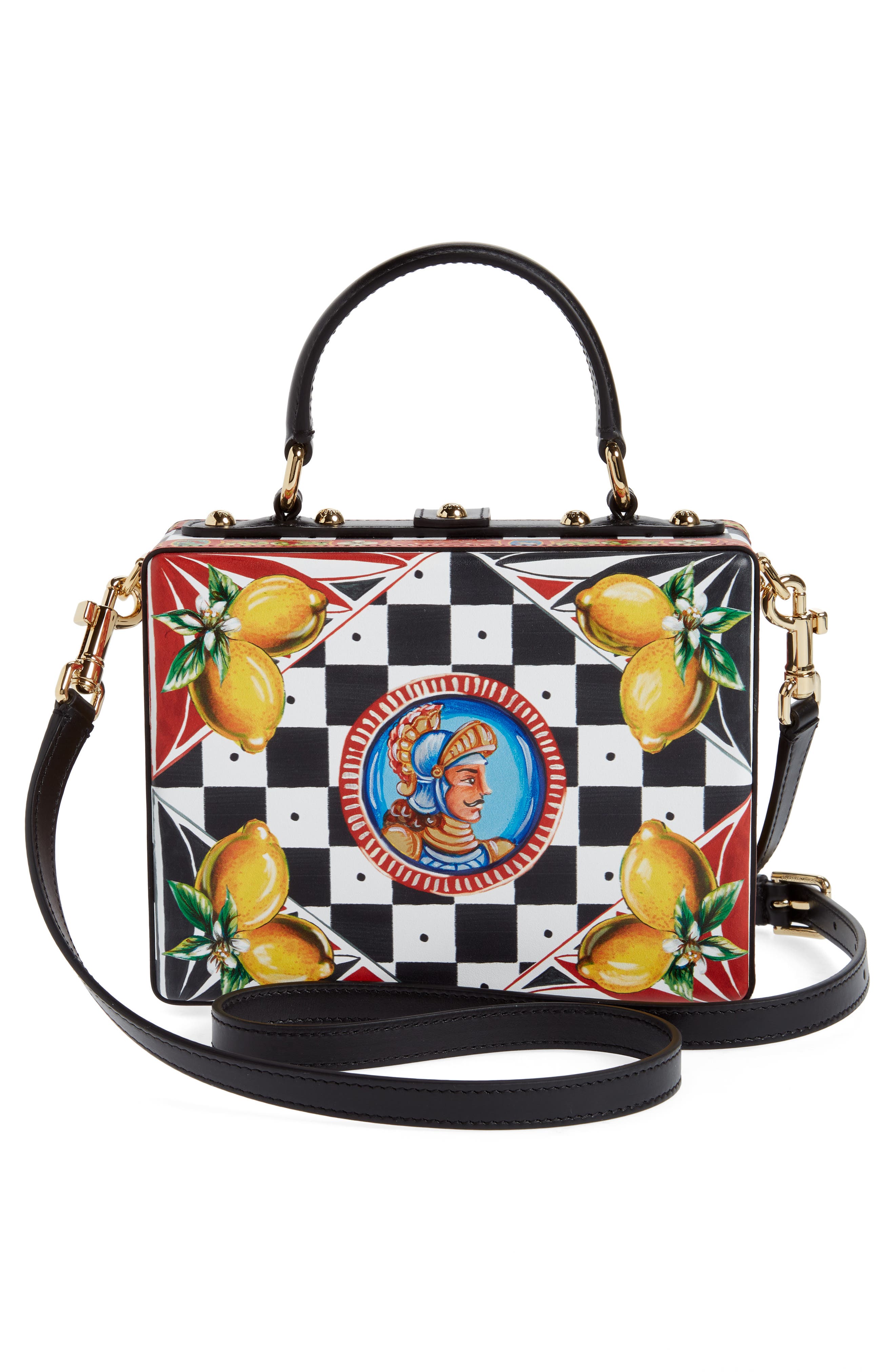 Dolce&Gabbana Dolce Carretto Print Leather Box Bag, Alternate, color, 