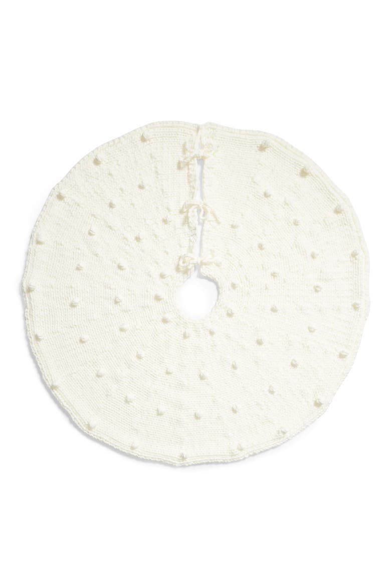 Bobble Knit Tree Skirt, Main, color, IVORY CLOUD