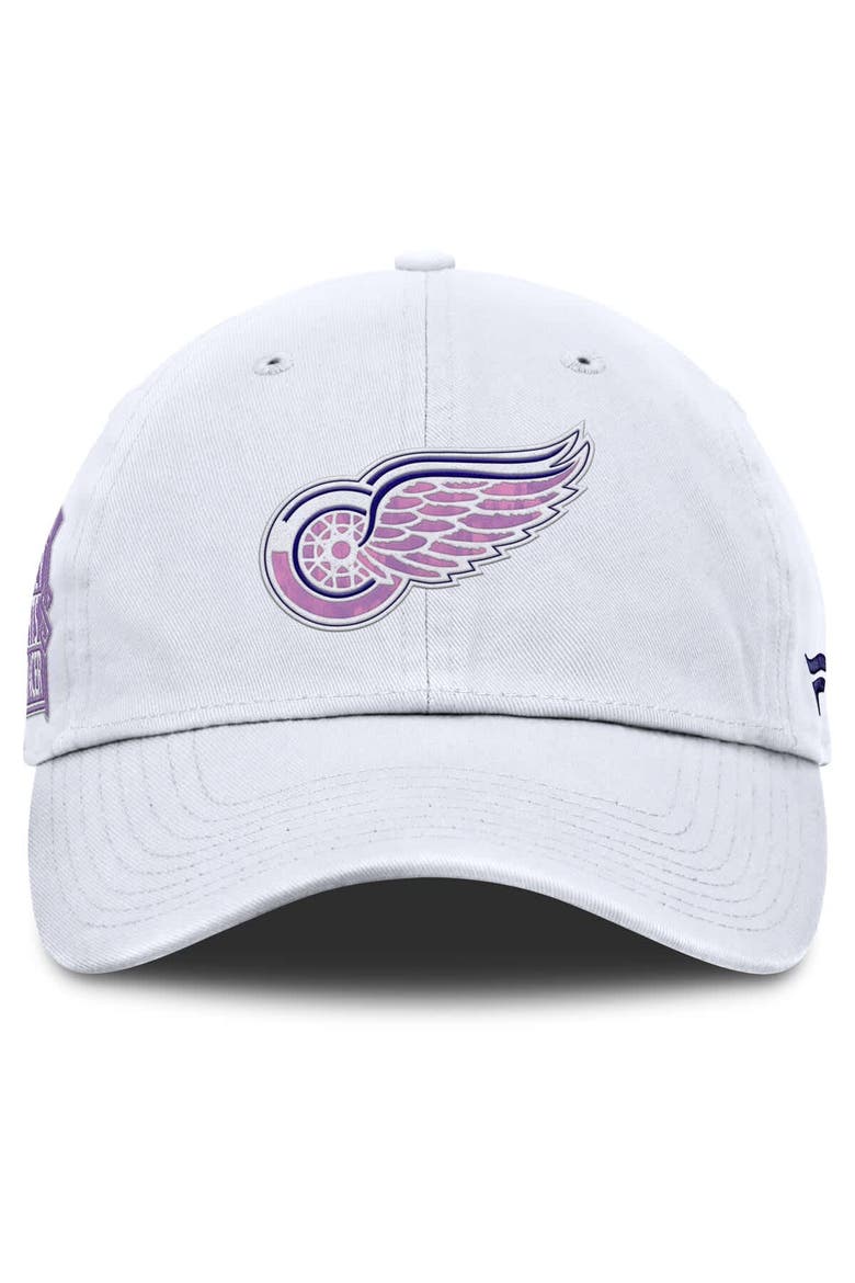 Men's Fanatics  White Detroit Red Wings Authentic Pro Hockey Fights Cancer Adjustable Hat, Alternate, color, White