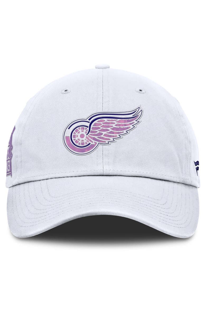 FANATICS Men's Fanatics  White Detroit Red Wings Authentic Pro Hockey Fights Cancer Adjustable Hat, Alternate, color, White