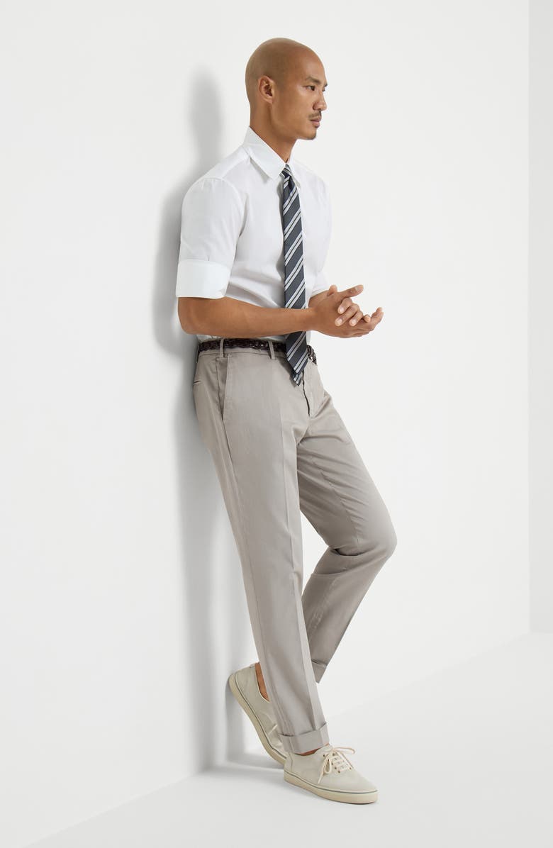 Brunello Cucinelli Comfort gabardine trousers, Alternate, color, Light Grey