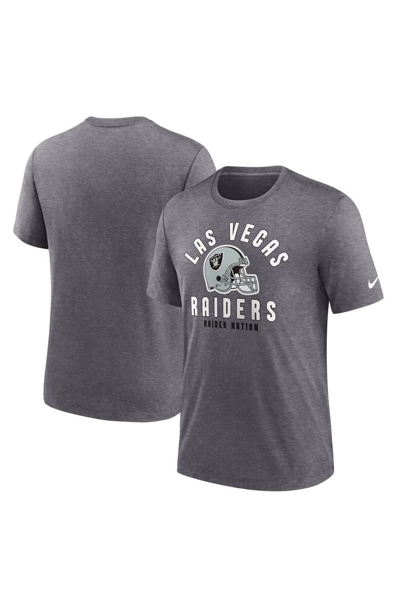 Nike Men's Nike Heather Charcoal Las Vegas Raiders Helmet Tri-Blend T-Shirt, Alternate, color, Heather Charcoal