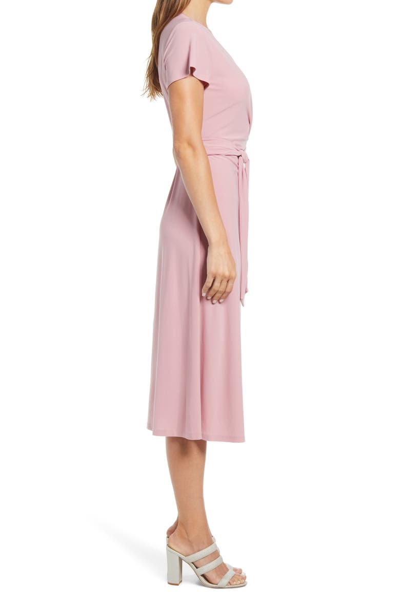 Crossover Short Sleeve Wrap Dress, Alternate, color, PURPLE LILAS