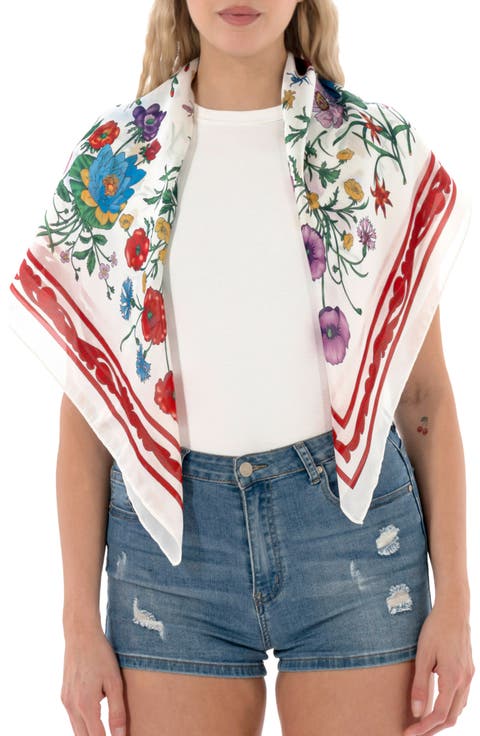Floral Satin Square Scarf