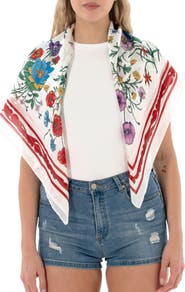 MARCUS ADLER Floral Satin Square Scarf