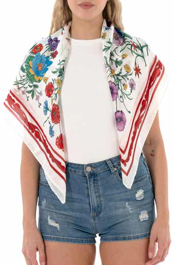 MARCUS ADLER Floral Satin Square Scarf