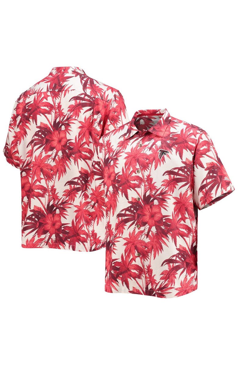 Tommy Bahama Men's Tommy Bahama Red Atlanta Falcons Sport Harbor Island Hibiscus Camp Button-Up Shirt, Main, color, 