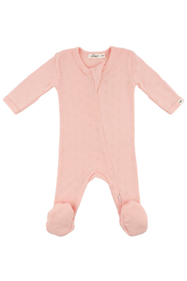 Hearts Pointelle Footie, Main, color, Pink