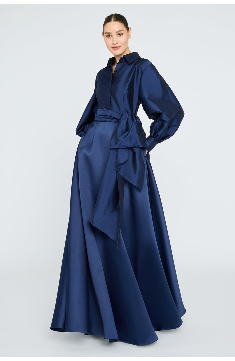 Theia Frieda Shirtdress Gown, Alternate, color, Navy