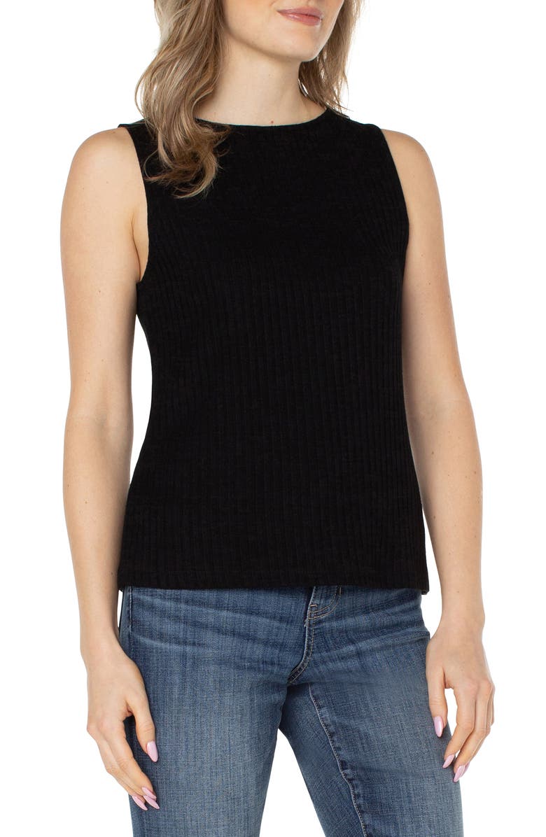 Liverpool Los Angeles Rib Boat Neck Tank, Alternate, color, Black