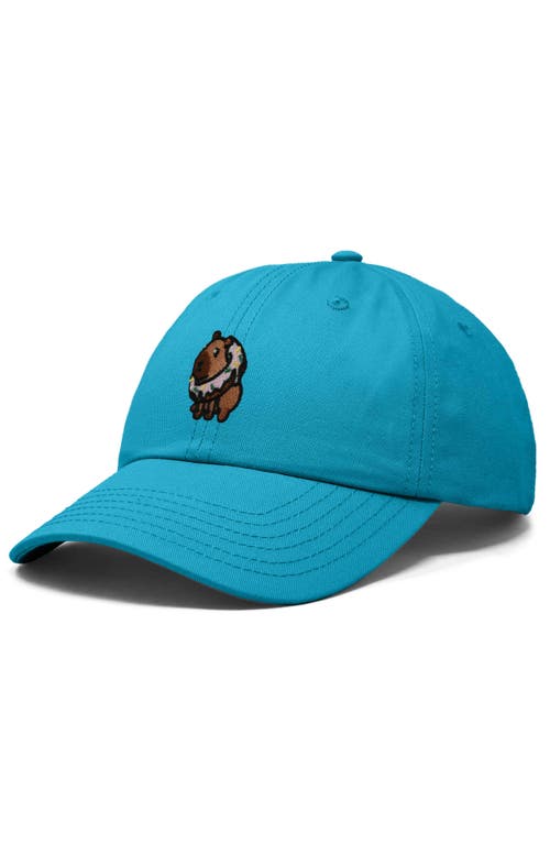 Dalix Capybara Donut Embroidered Cap In Teal