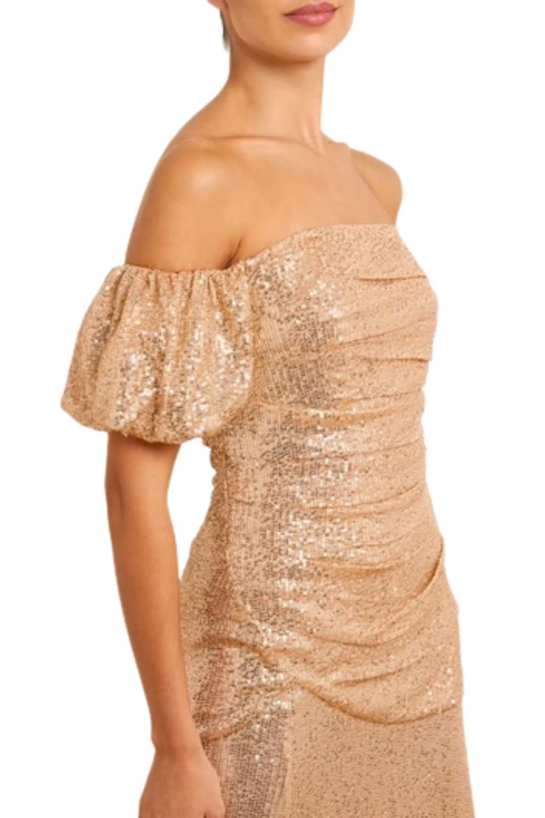 Sunbeam Valentina Off-Shoulder Gown, Alternate, color, Antique Gold