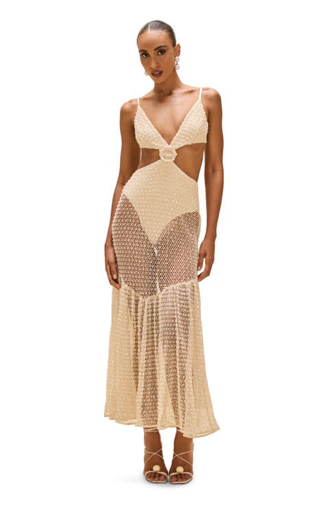 Crochet Bloom Cut Out Beach Dress