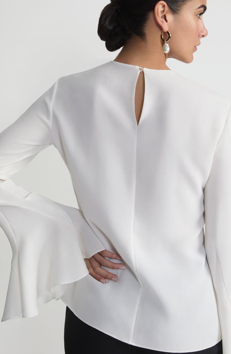 Lafayette 148 New York Godet Sleeve Crepe Top, Alternate, color,