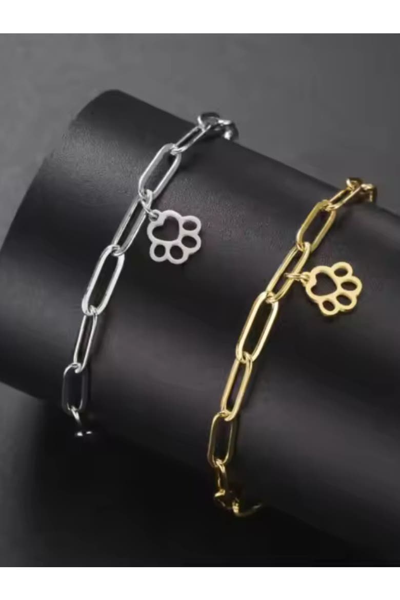 LoyalPrint Delicate Paw Print Link Bracelet, Alternate, color, Gold
