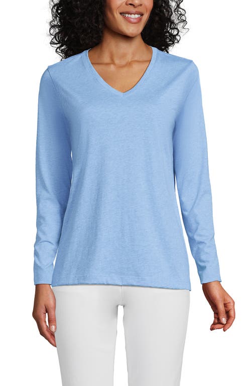 Lands' End Relaxed Supima Cotton Long Sleeve V-neck T-shirt In Blue