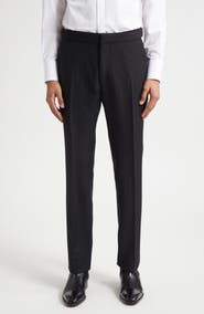 TOM FORD Flat Front Wool Herringbone Trousers