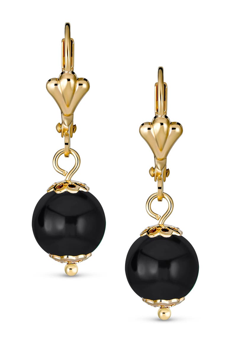 Set of 2 Assorted Classic Round Stone Drop Earrings, Alternate, color, BLACK