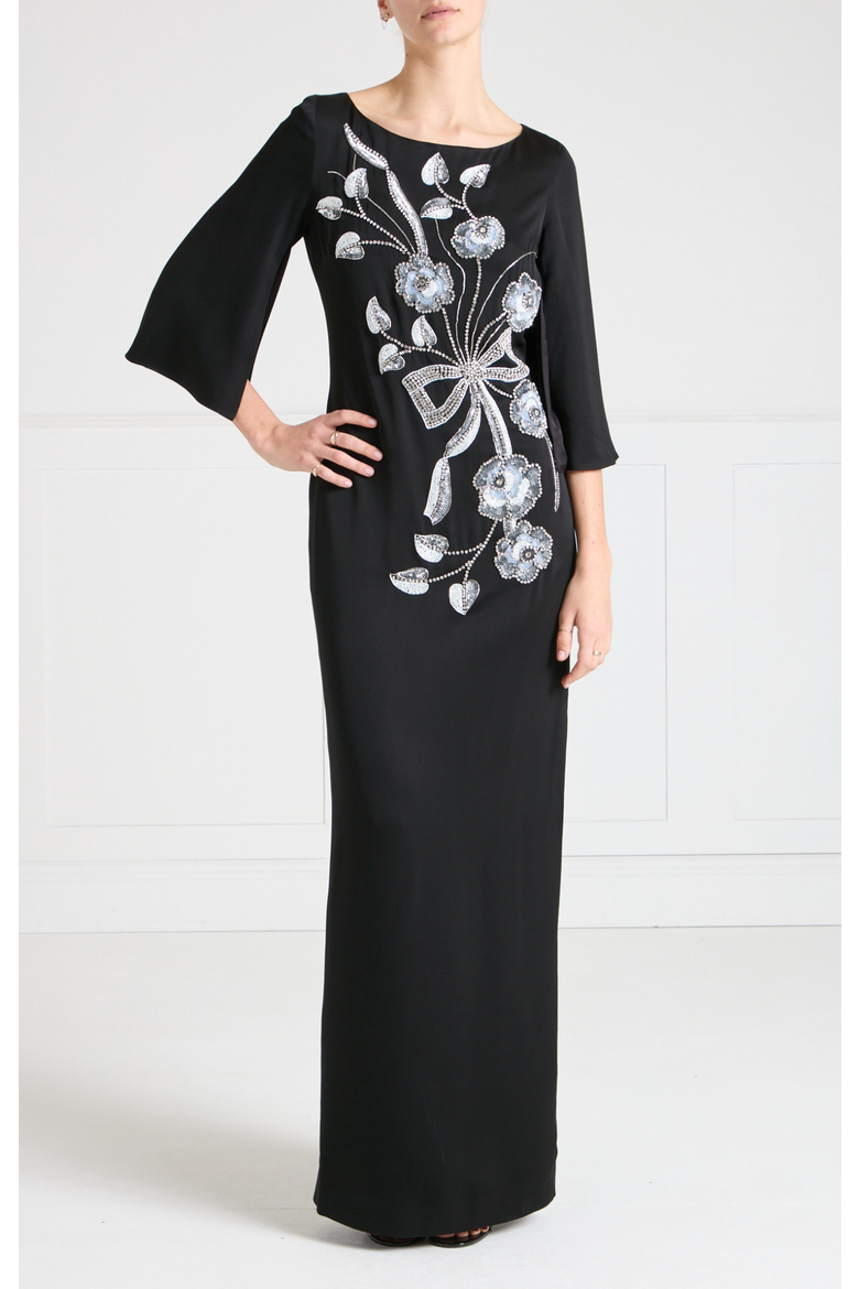 Lana Sleeved Gown, Main, color, Black