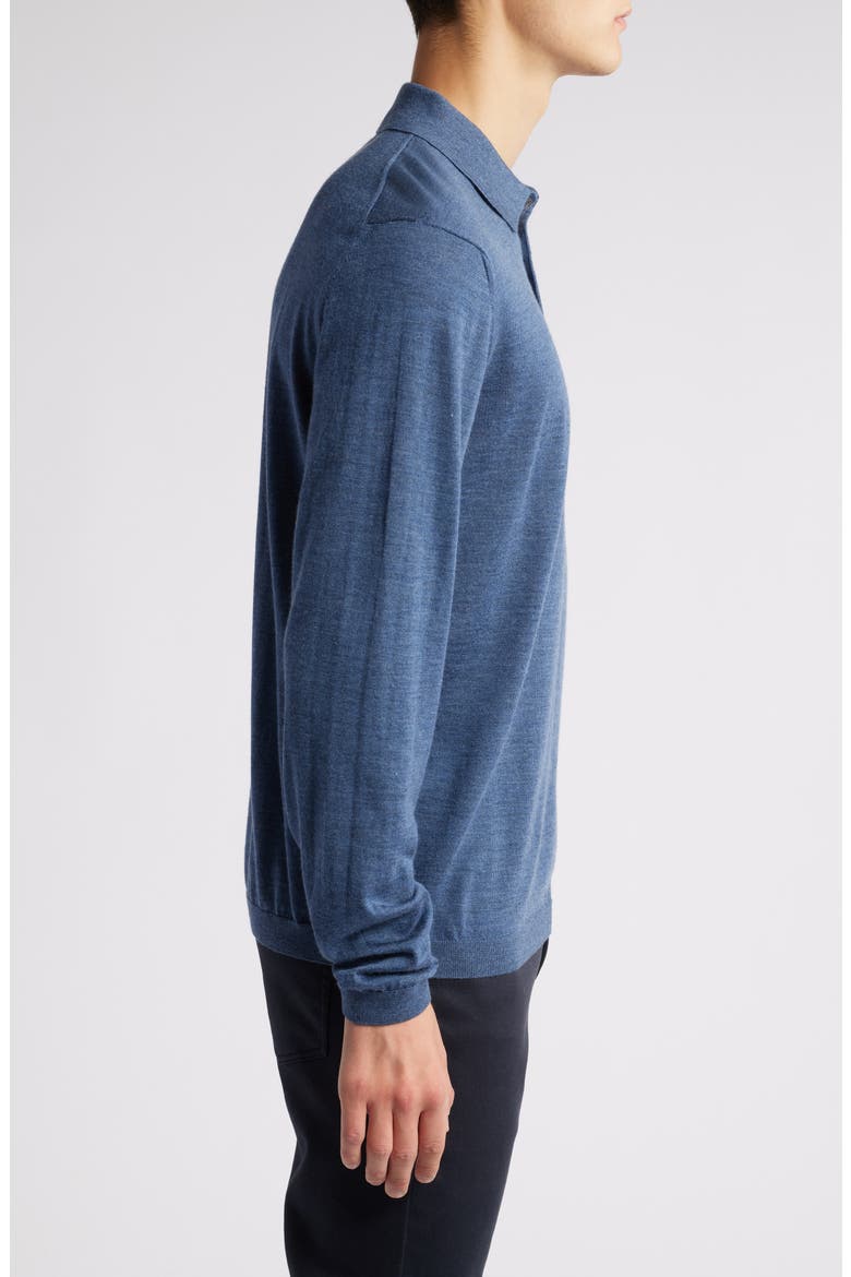 Redfern Long Sleeve Wool Blend Polo Sweater, Alternate, color, MID BLUE