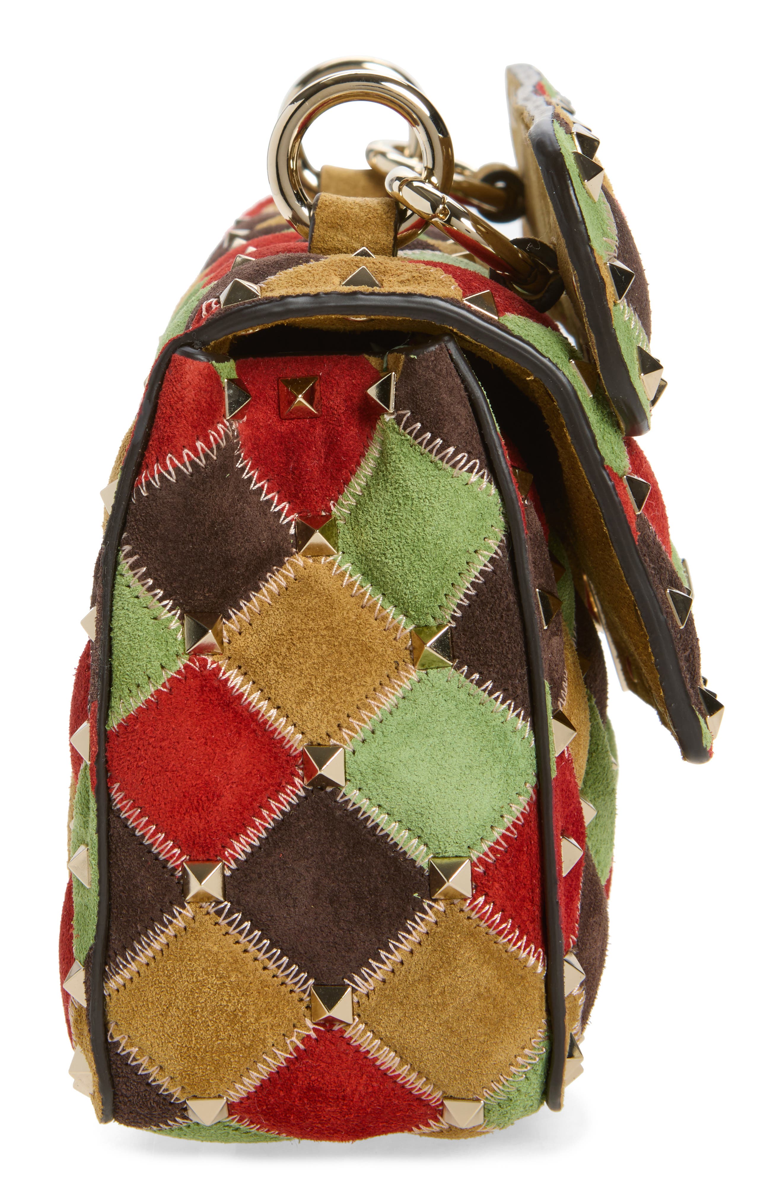 Rockstud Small Leather Shoulder Bag, Alternate, color, BROWN MULTI