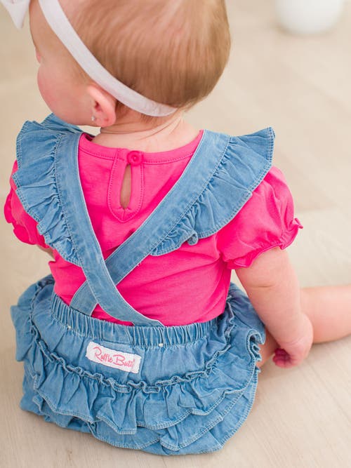 Rufflebutts Baby/toddler Girls Knit Puff Short Sleeve Bodysuit