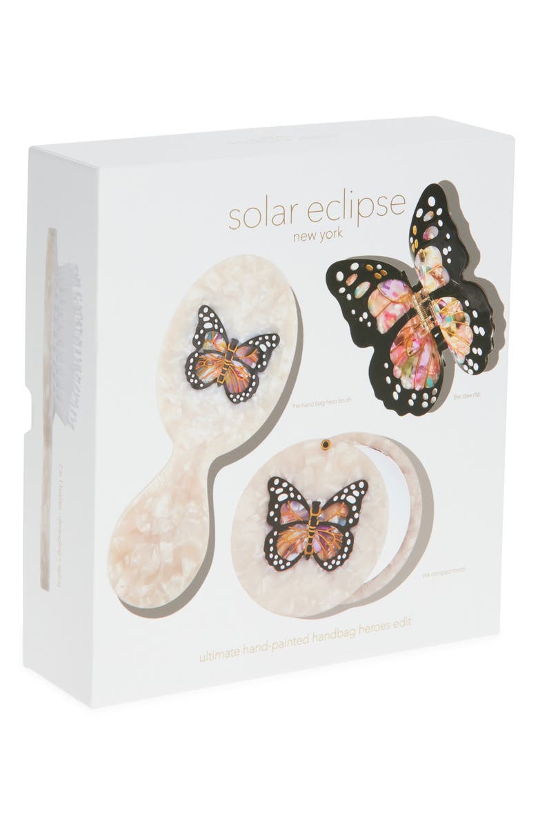 Solar Eclipse Monarch Butterfly Brush, Jaw Clip & Mirror Set, Alternate, color, Ivory Monarch