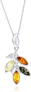 SIMONA Bezel Set Amber Pendant Necklace