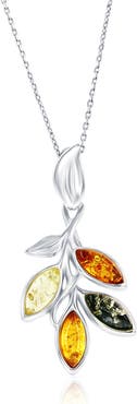 SIMONA Bezel Set Amber Pendant Necklace