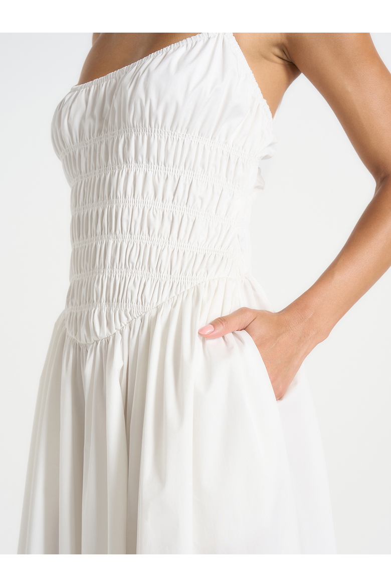 Elva Smocked Waist Cotton Maxi Dress, Alternate, color, White