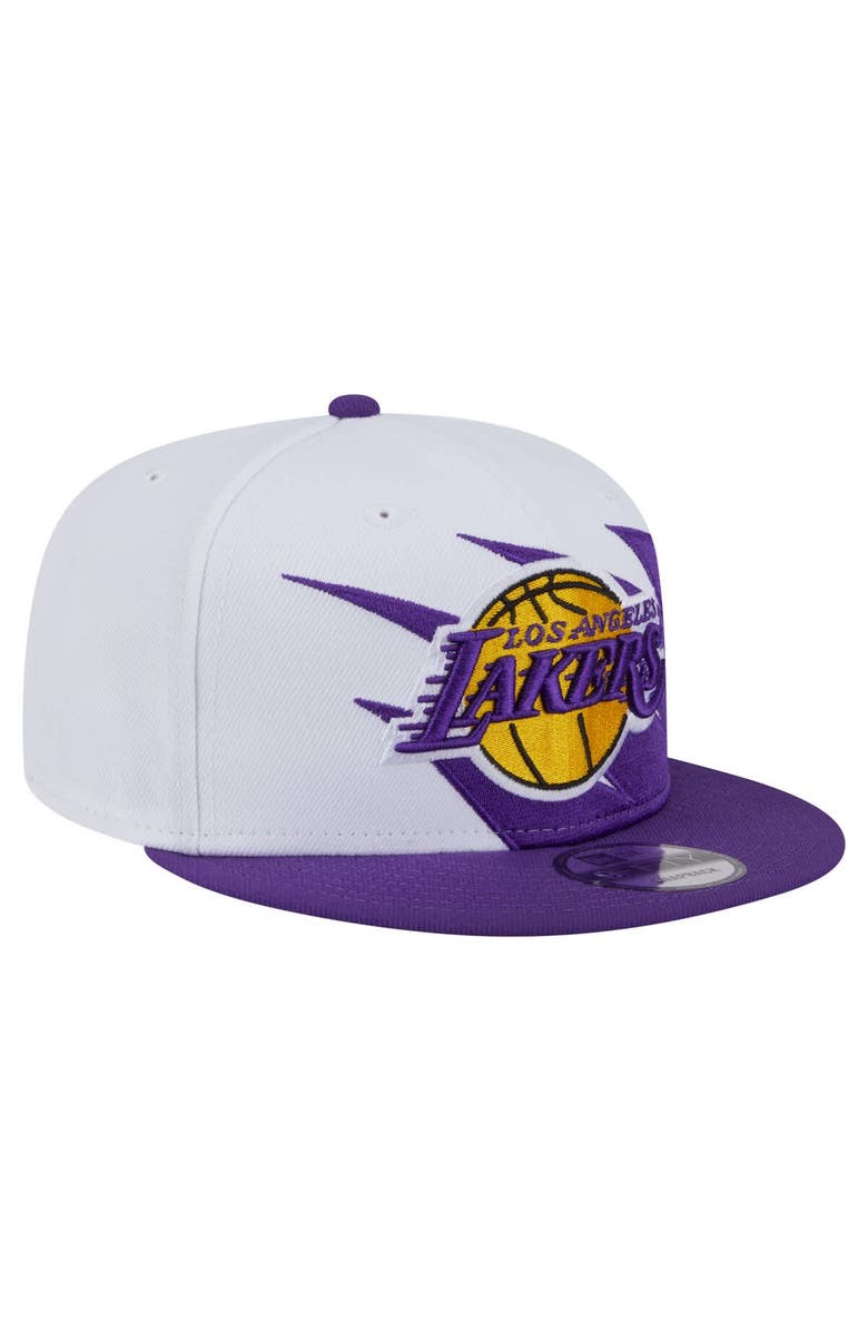 New Era Youth New Era White Los Angeles Lakers Jagged 9FIFTY Snapback Hat, Alternate, color, 