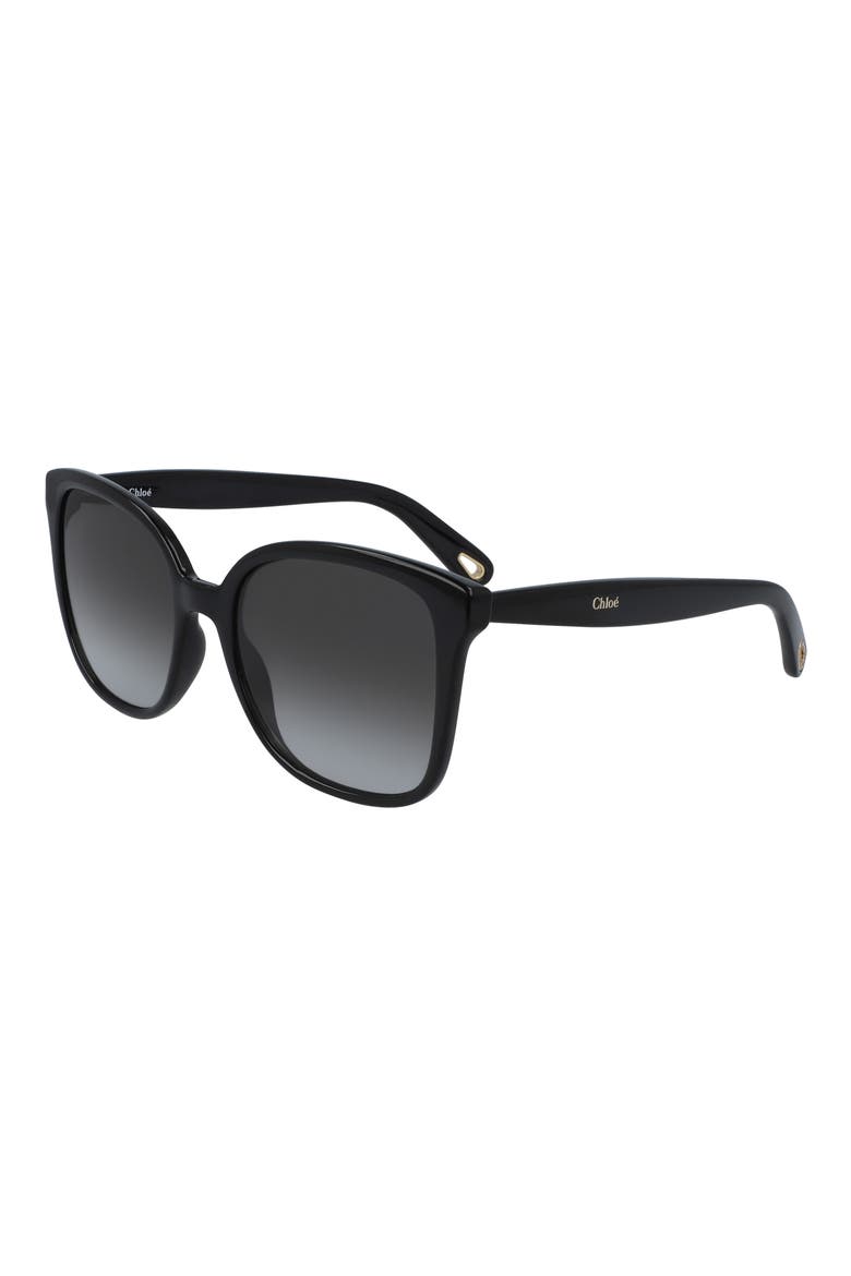 59mm Gradient Square Sunglasses, Alternate, color, BLACK