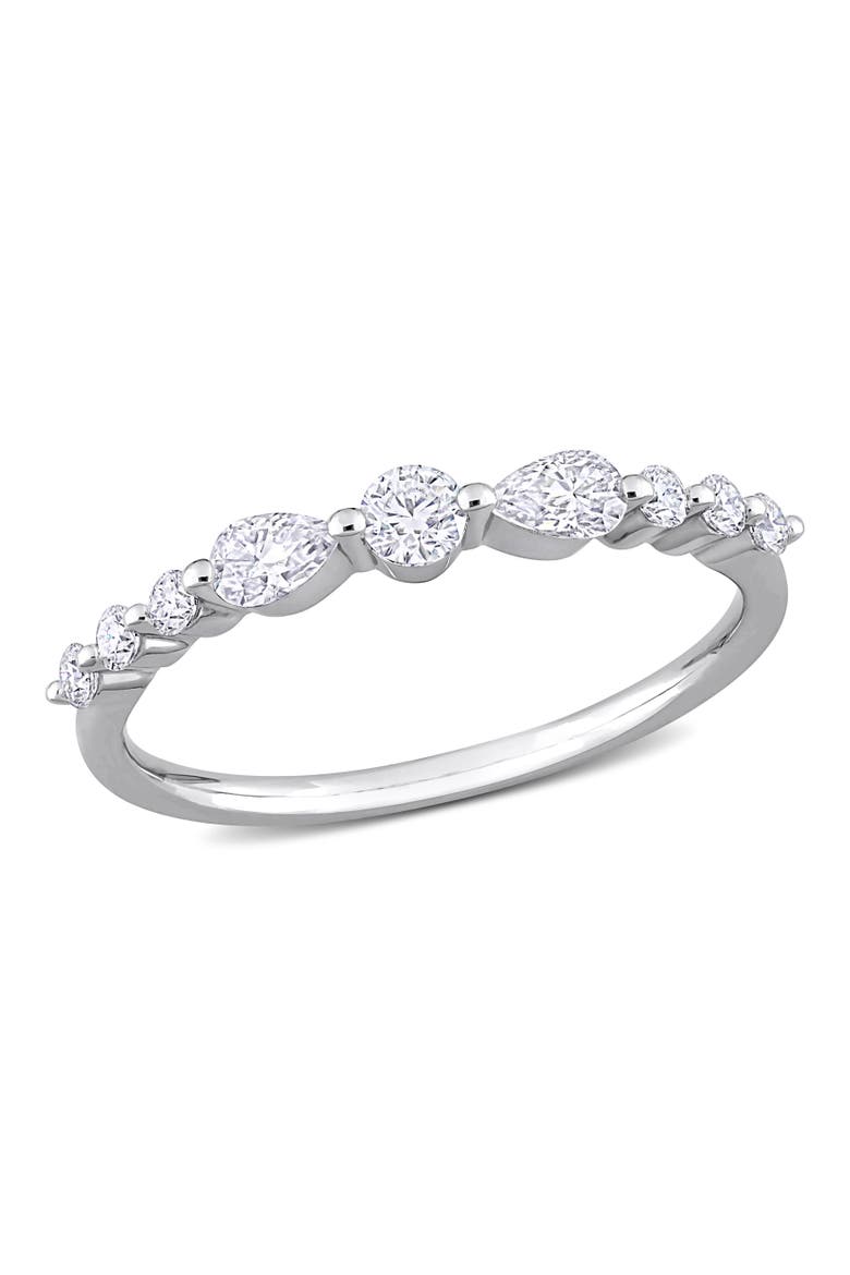 1/2CT DEW Moissanite Semi-Eternity Ring, Main, color, Sterling Silver
