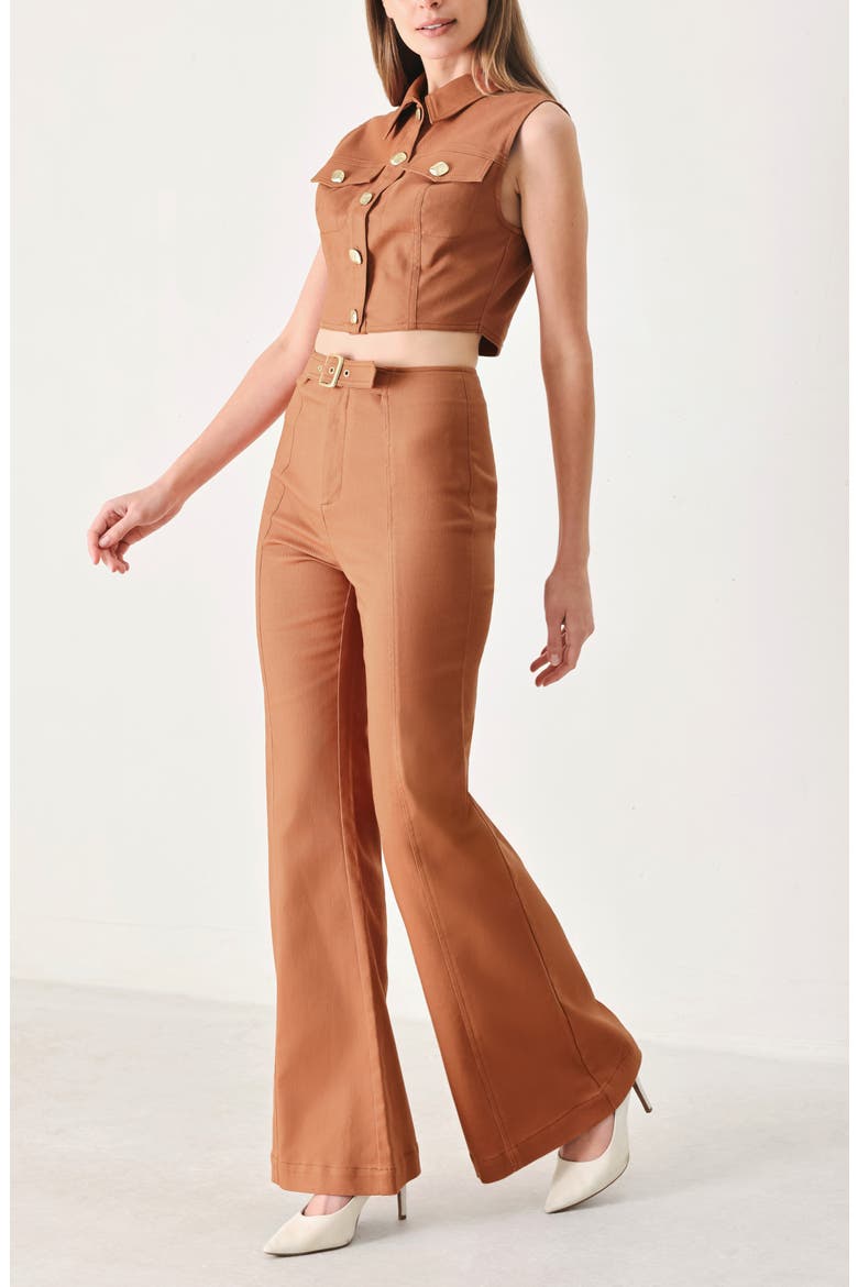 Cropped Button-Up Shirt, Alternate, color, TERRACOTTA