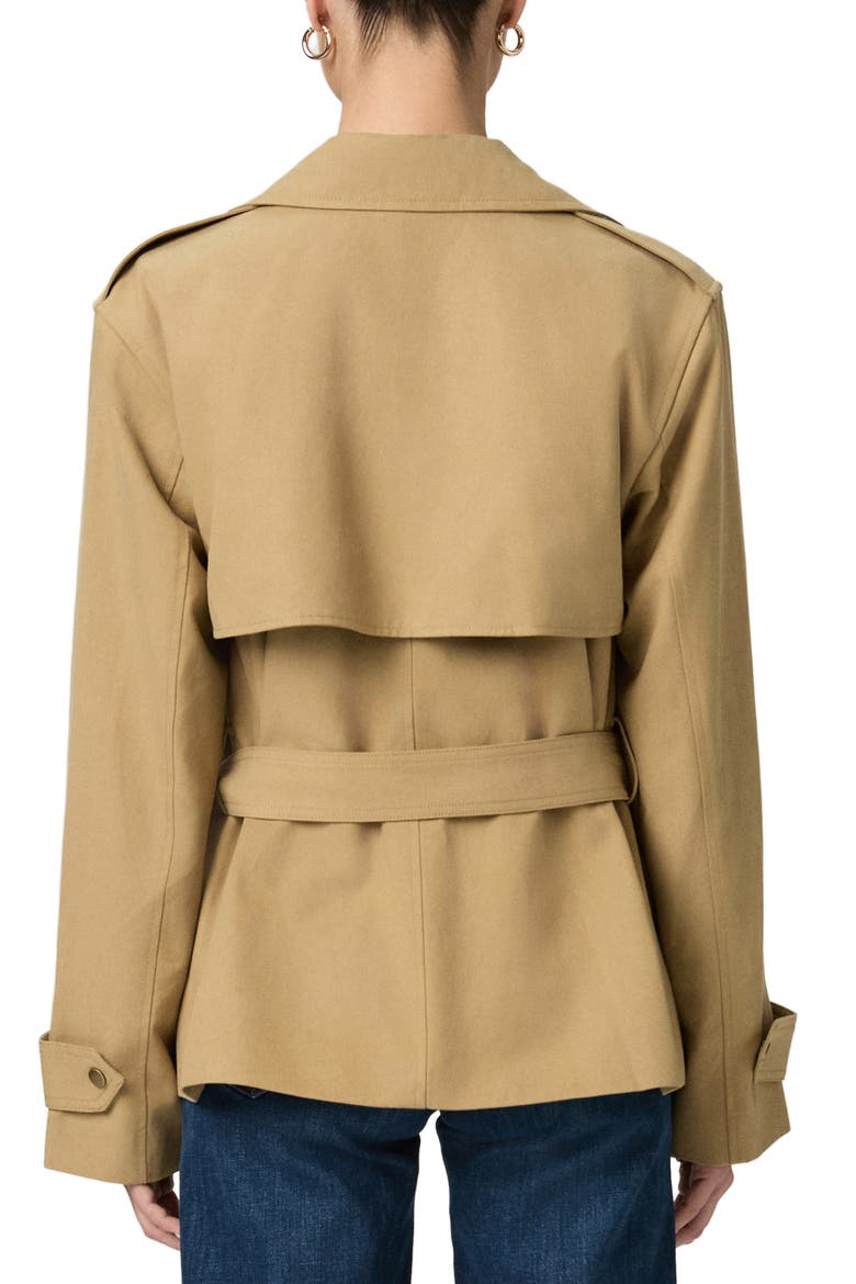 Orsina Cotton Blend Short Trench Coat, Alternate, color, KHAKI
