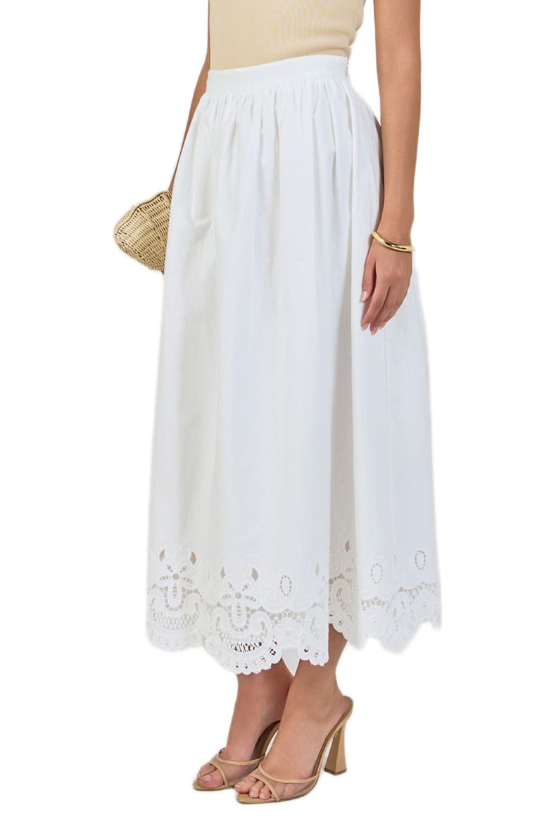 Embroidered Hem Cotton Skirt, Alternate, color, WHITE