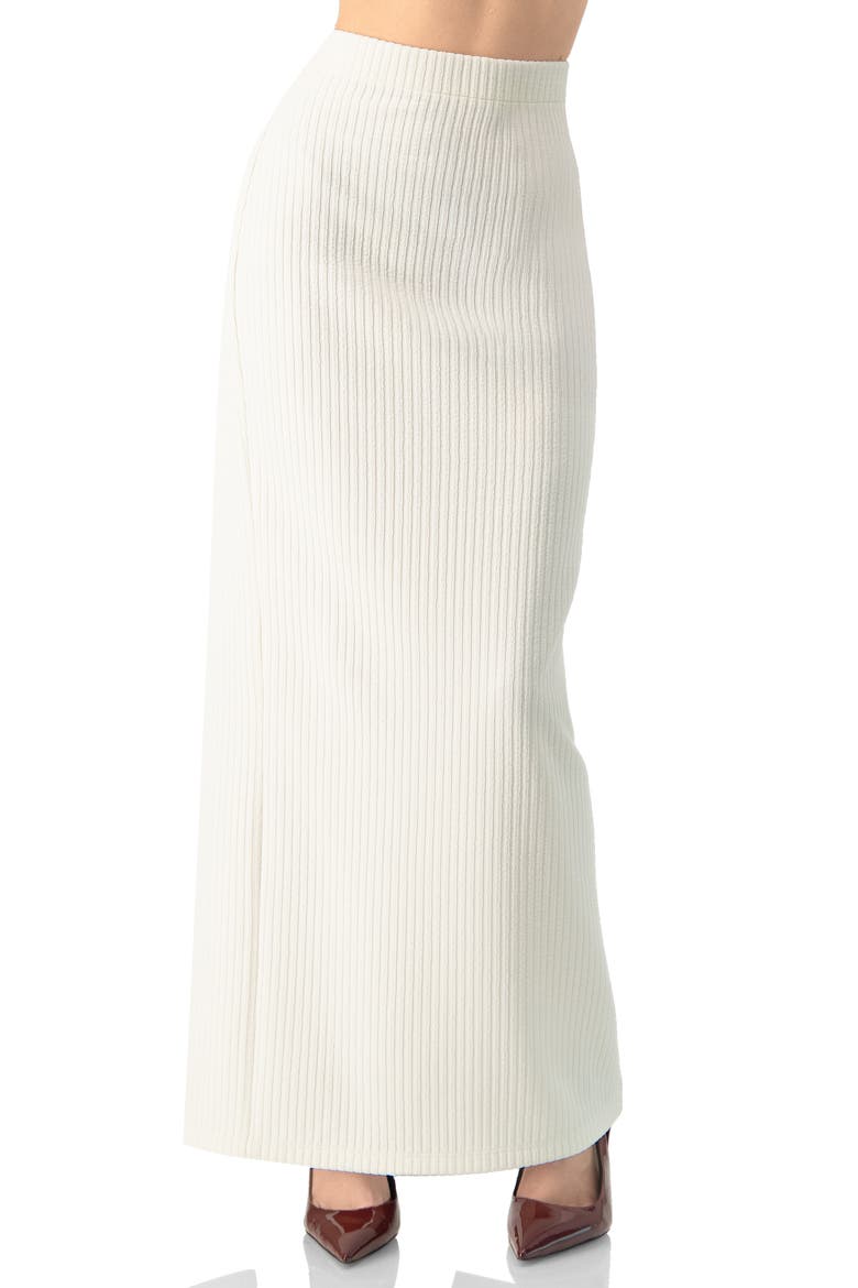 Long Ribbed Pencil Skirt with Back Zipper, Main, color, Natural