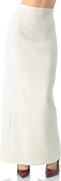 IVONNE Long Ribbed Pencil Skirt with Back Zipper