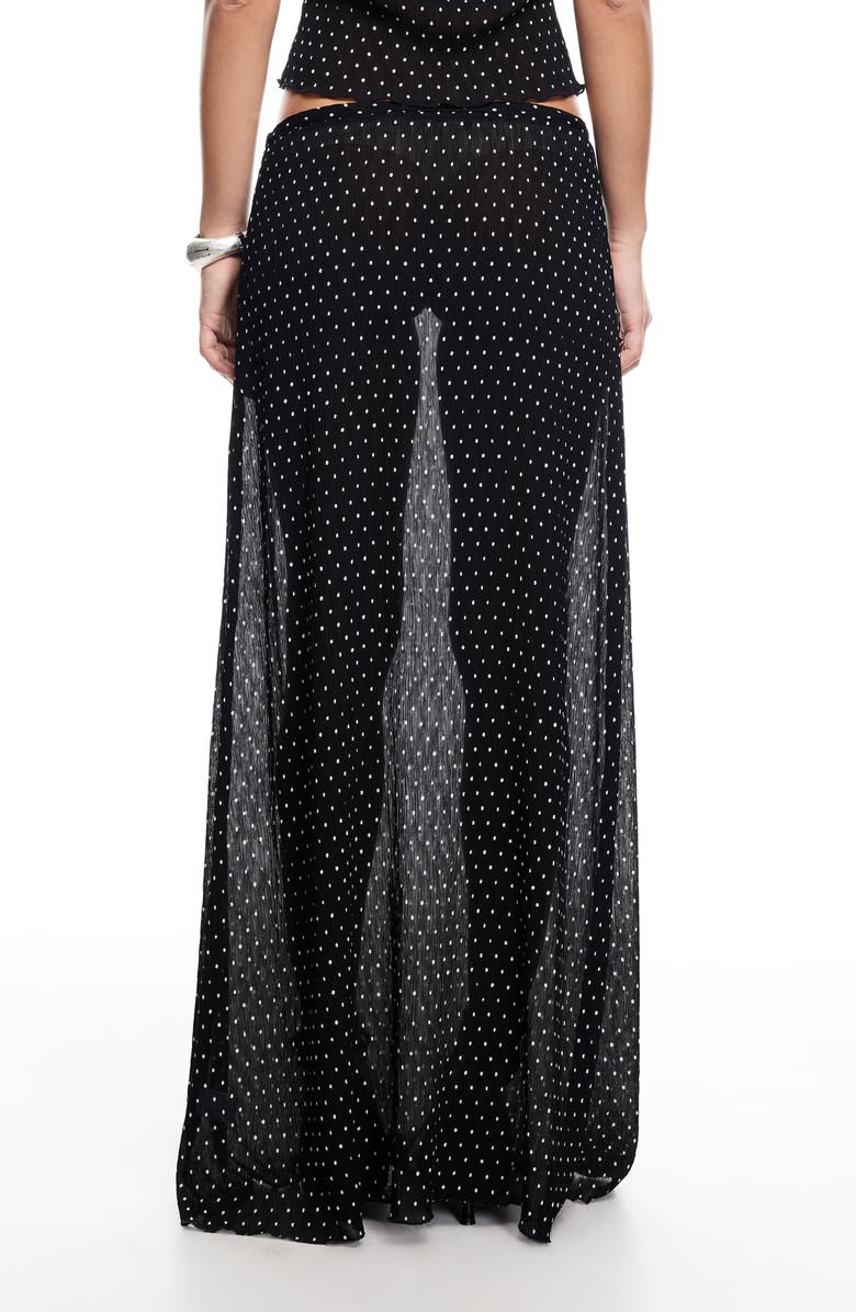 LIONESS Ford Dot Print Plissé Maxi Skirt, Alternate, color, Onyx Polka