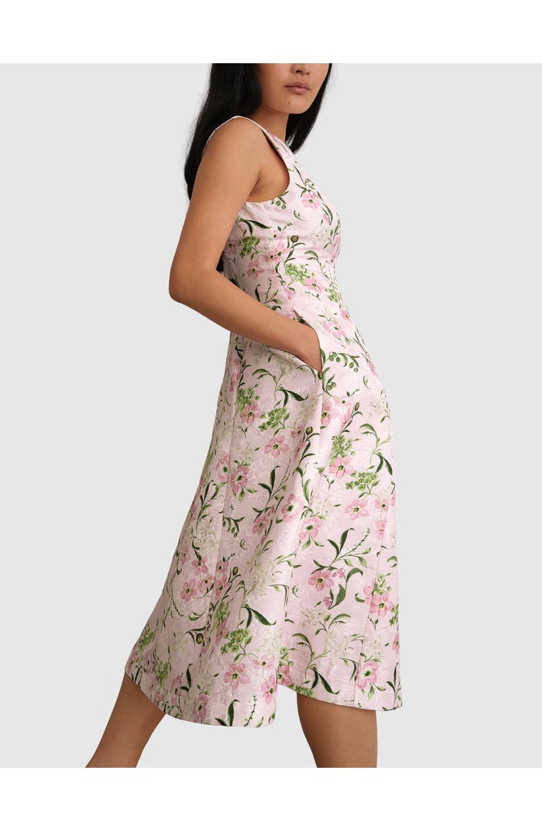 HOBBS LONDON Lana Midi Dress, Main, color, Pale Pink Multi