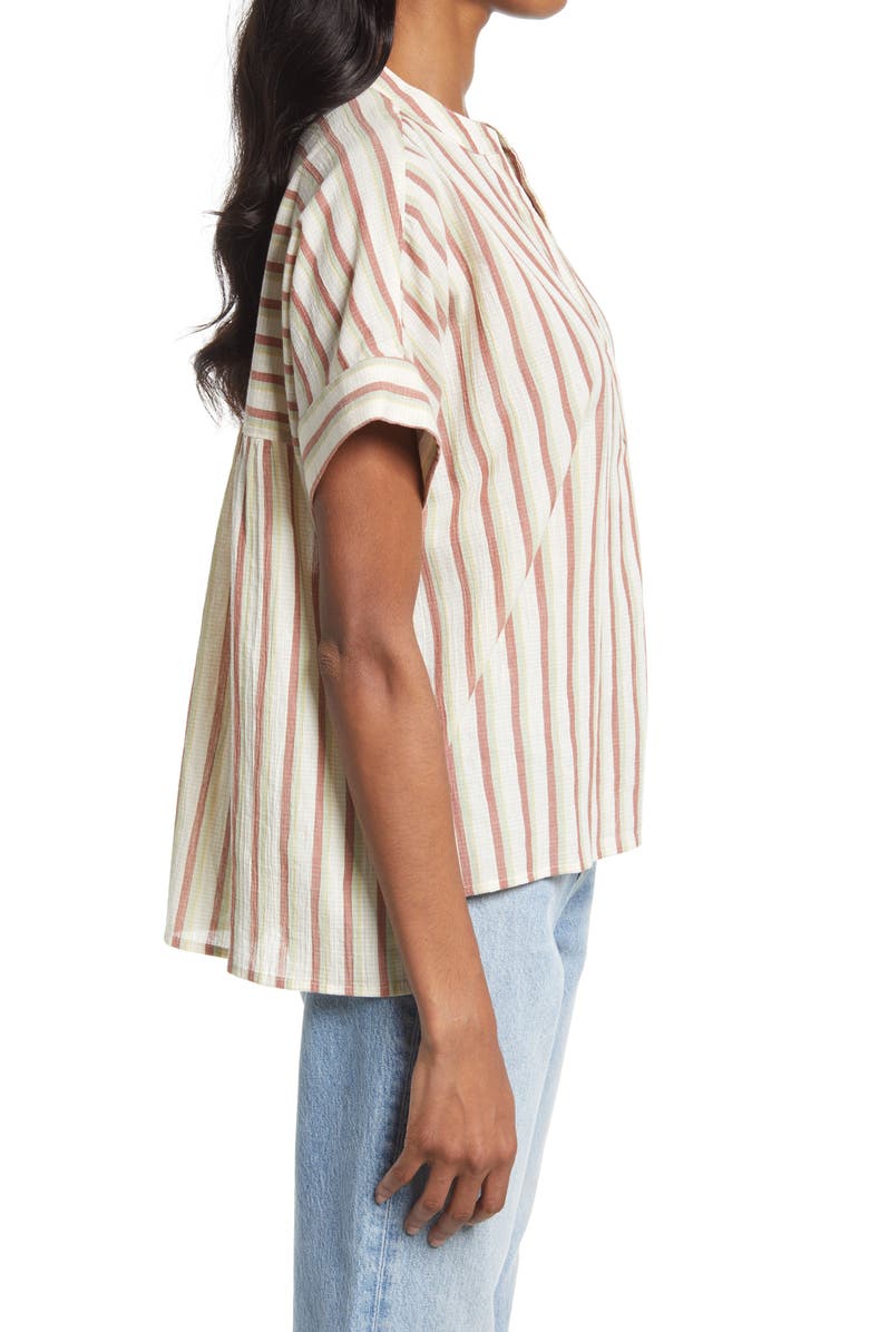 Madewell Crinkle Cotton Lakeline Popover Stripe Shirt, Alternate, color, 