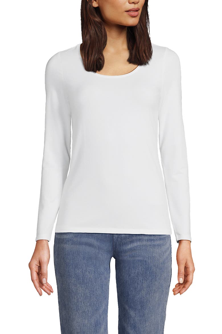Long Sleeve Lightweight Jersey Scoop Neck T-Shirt, Main, color, White