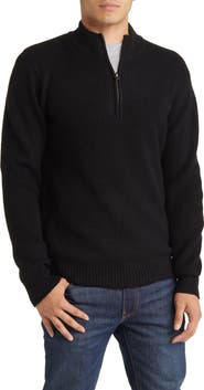 Schott NYC Half Zip Rib Wool Blend Sweater