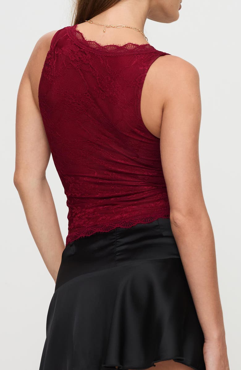 Princess Polly Far Away Lace Sleeveless Top, Alternate, color, Burgundy