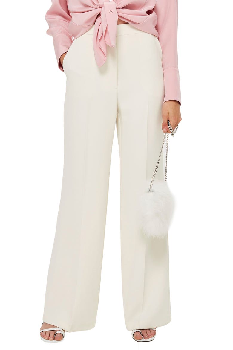 Clean High-Waist Wide Leg Trousers, Main, color, CREAM