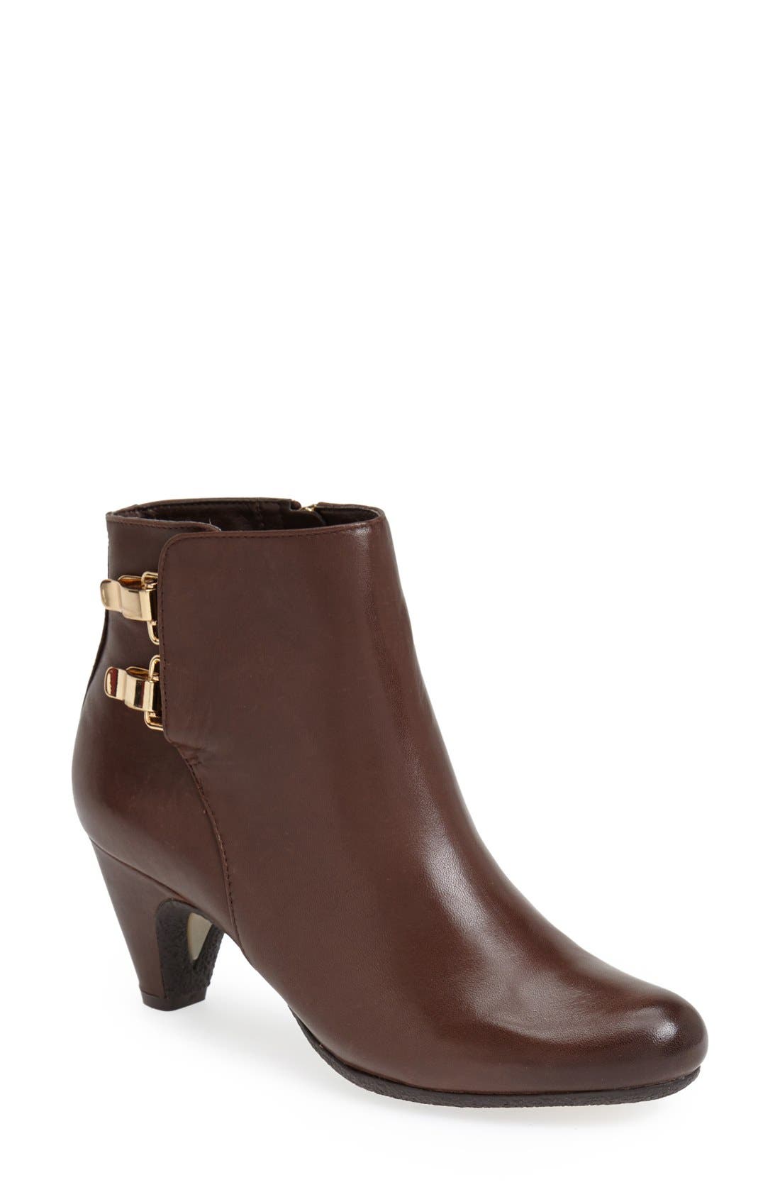 'Marmont' Leather Bootie, Main, color, DARK BROWN