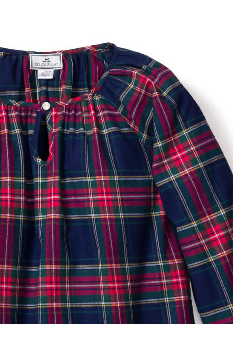 Petite Plume Kids' Plaid Flannel Nightgown, Alternate, color, Navy